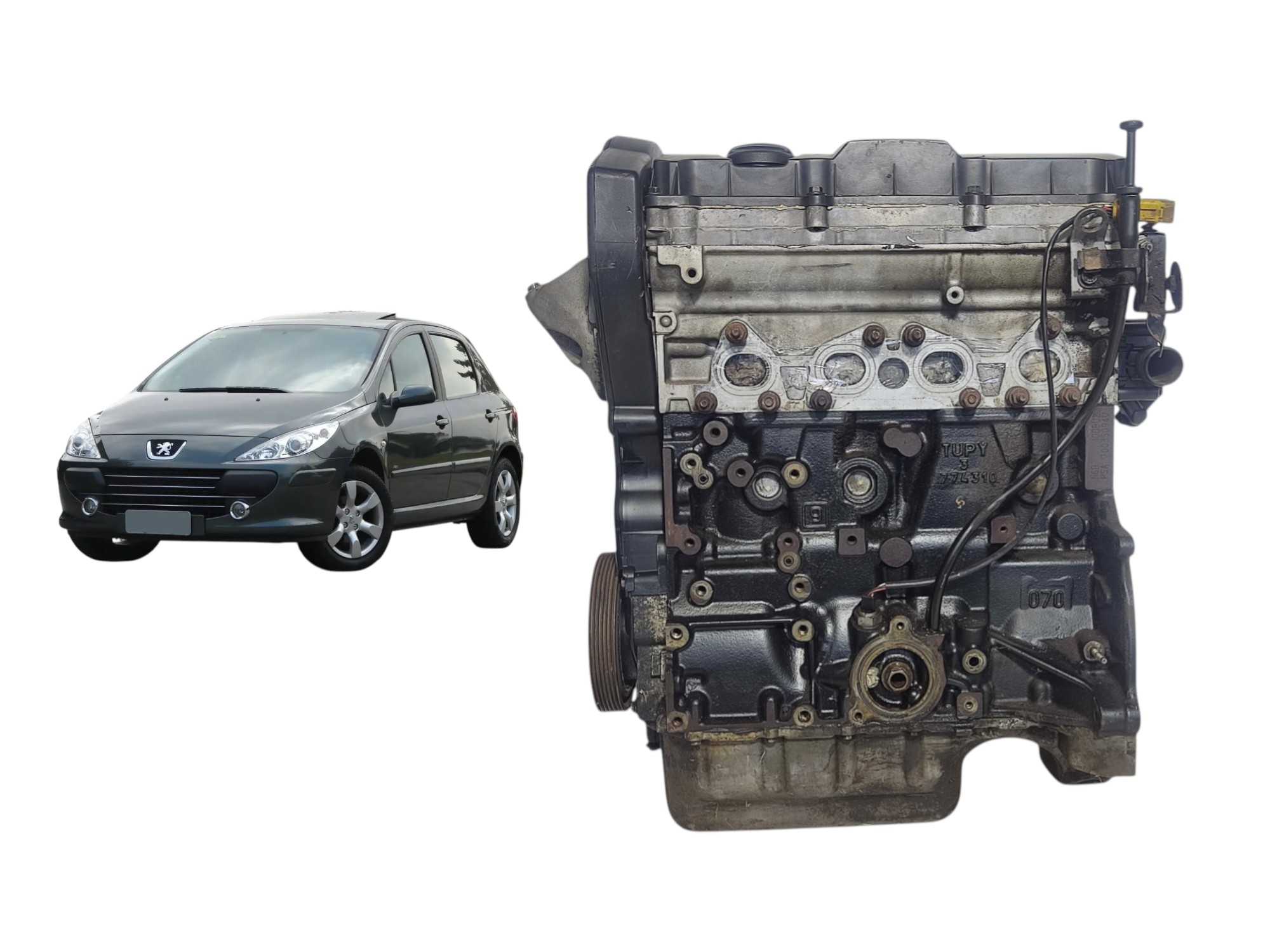 Motor Parcial Peugeot 307 206 207 2010 1.6 113 Flex